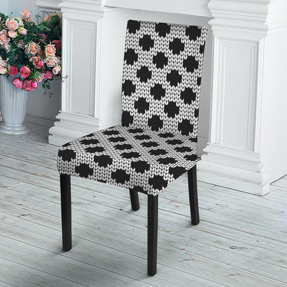 Polka Dot Knitted Pattern Print Dining Chair Slipcover