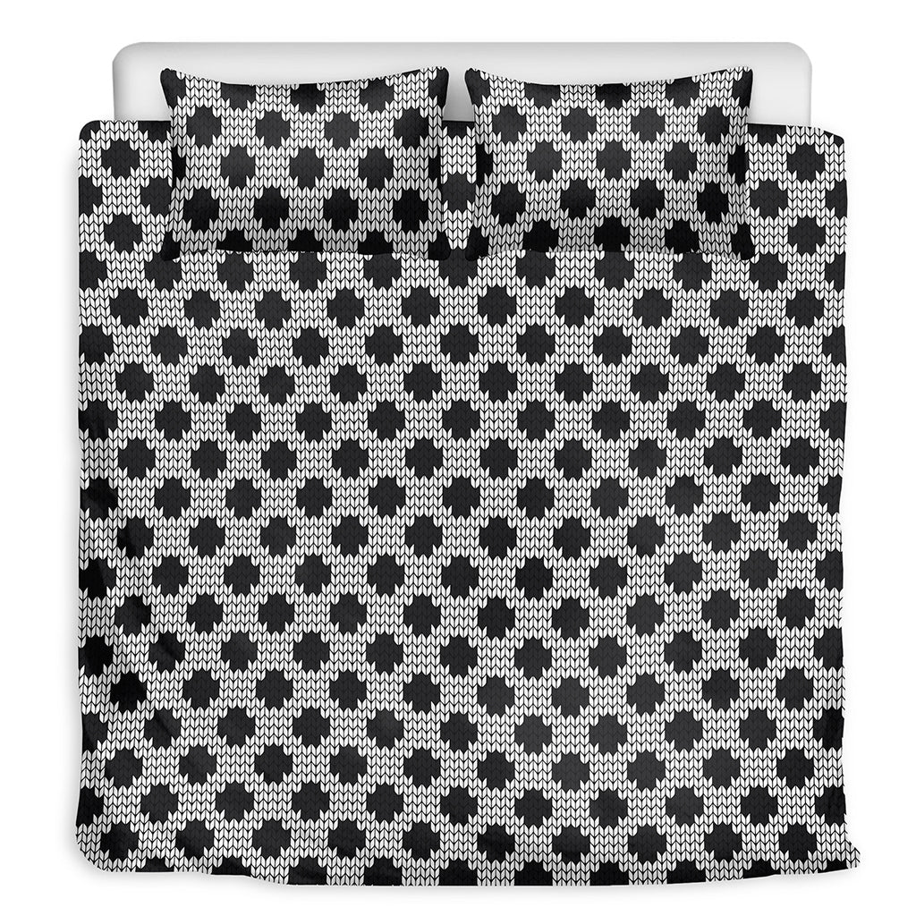 Polka Dot Knitted Pattern Print Duvet Cover Bedding Set