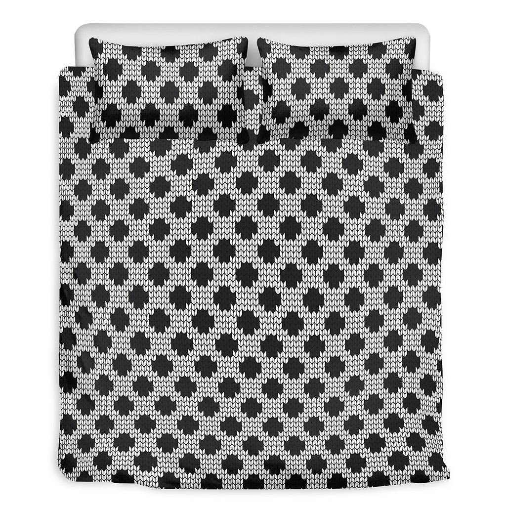 Polka Dot Knitted Pattern Print Duvet Cover Bedding Set