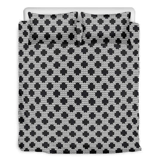 Polka Dot Knitted Pattern Print Duvet Cover Bedding Set