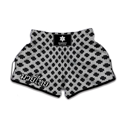 Polka Dot Knitted Pattern Print Muay Thai Boxing Shorts