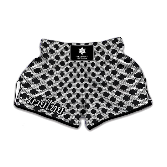 Polka Dot Knitted Pattern Print Muay Thai Boxing Shorts