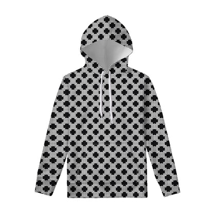 Polka Dot Knitted Pattern Print Pullover Hoodie