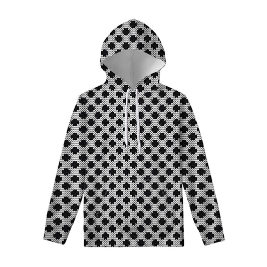 Polka Dot Knitted Pattern Print Pullover Hoodie
