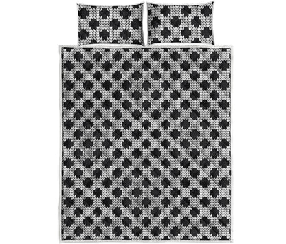 Polka Dot Knitted Pattern Print Quilt Bed Set