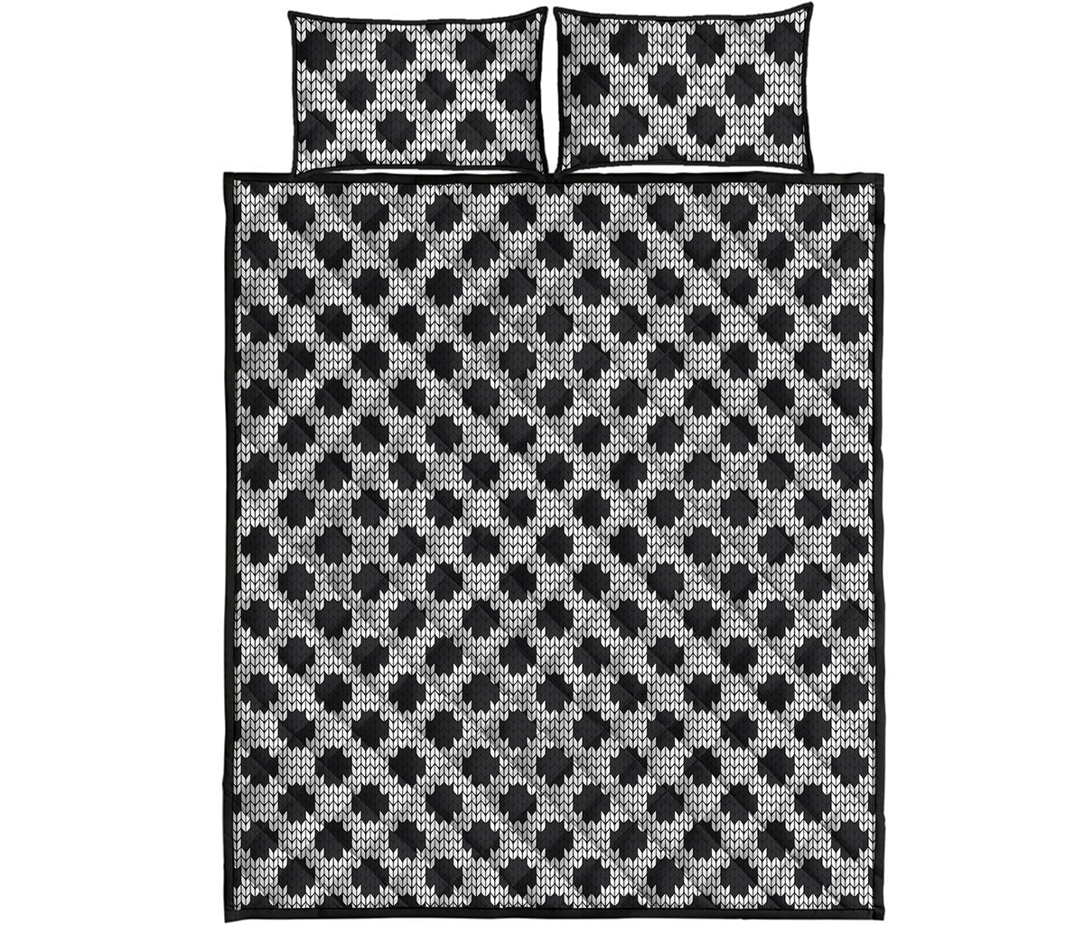 Polka Dot Knitted Pattern Print Quilt Bed Set