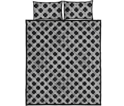 Polka Dot Knitted Pattern Print Quilt Bed Set