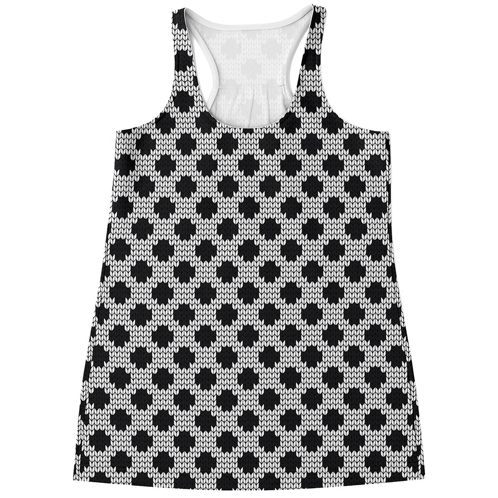 Polka Dot Knitted Pattern Print Women's Racerback Tank Top