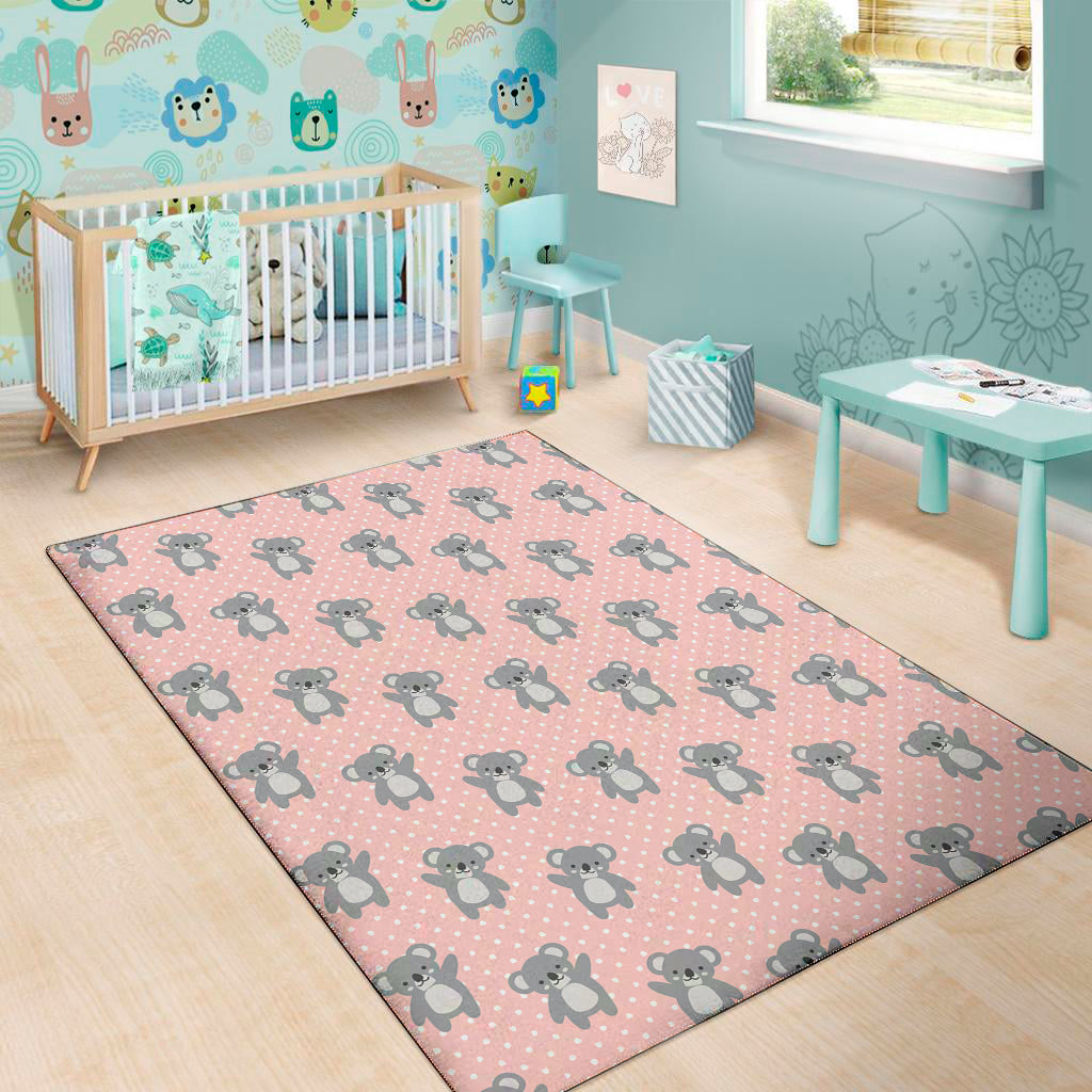 Polka Dot Koala Pattern Print Area Rug
