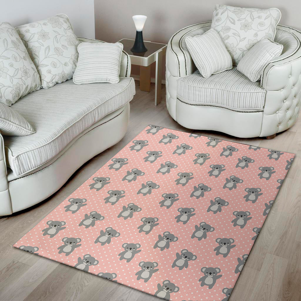 Polka Dot Koala Pattern Print Area Rug