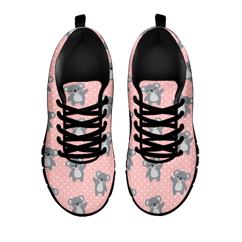 Polka Dot Koala Pattern Print Black Sneakers