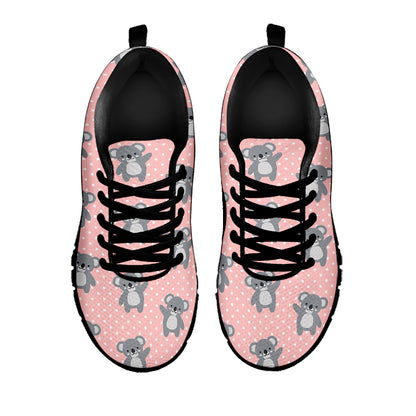 Polka Dot Koala Pattern Print Black Sneakers