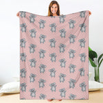 Polka Dot Koala Pattern Print Blanket