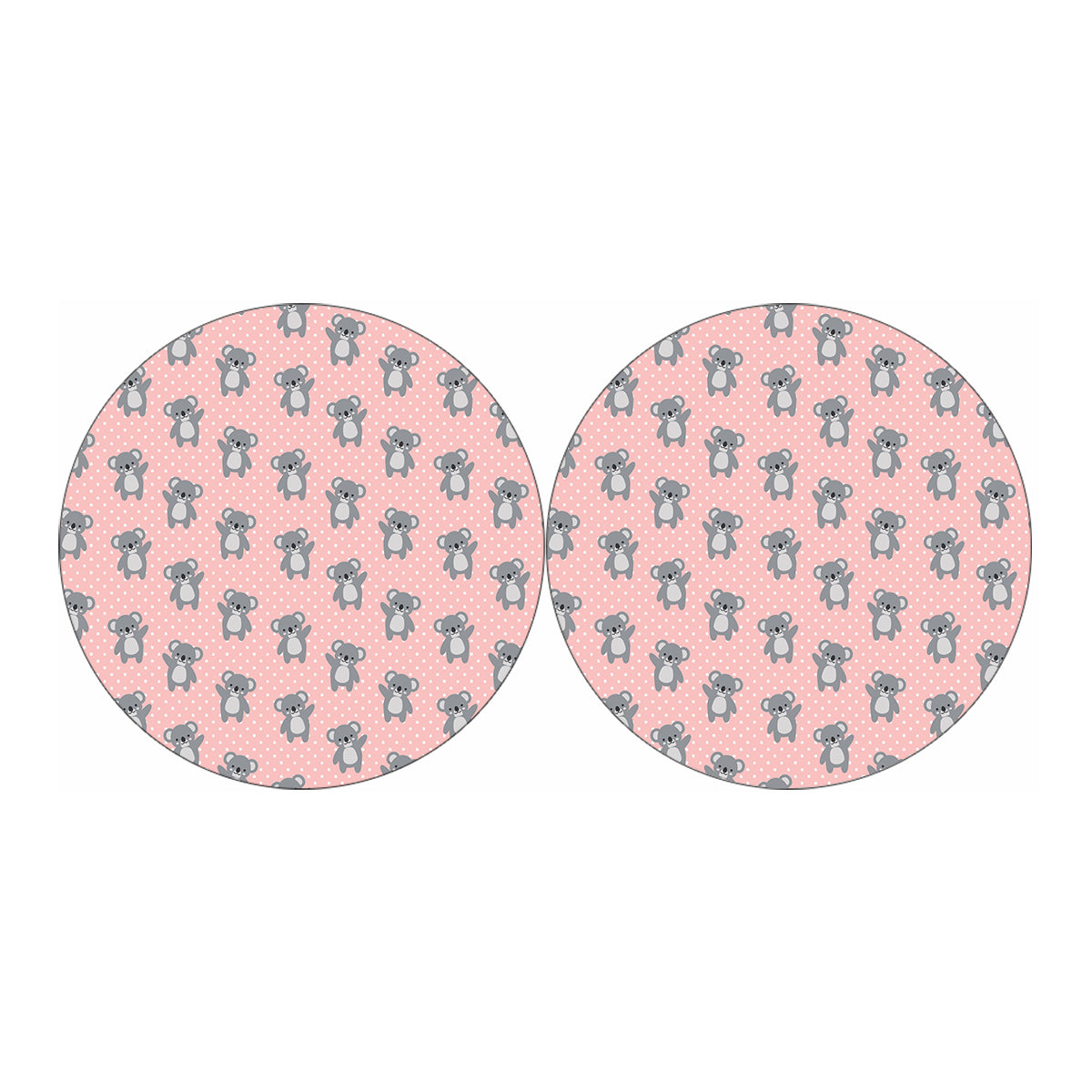 Polka Dot Koala Pattern Print Car Coasters