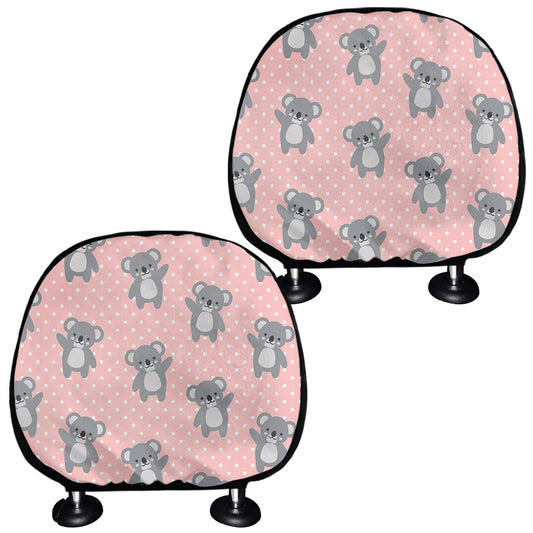 Polka Dot Koala Pattern Print Car Headrest Covers