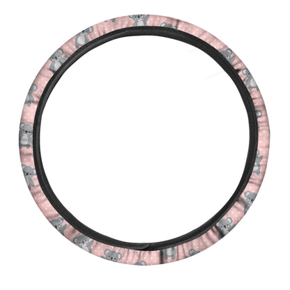Polka Dot Koala Pattern Print Car Steering Wheel Cover