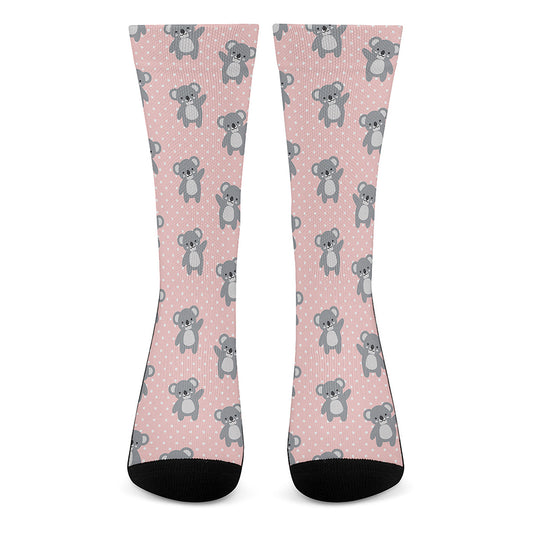 Polka Dot Koala Pattern Print Crew Socks