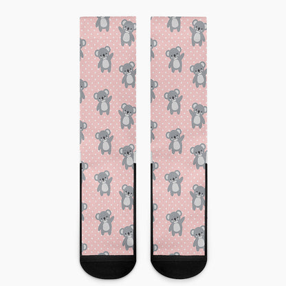 Polka Dot Koala Pattern Print Crew Socks