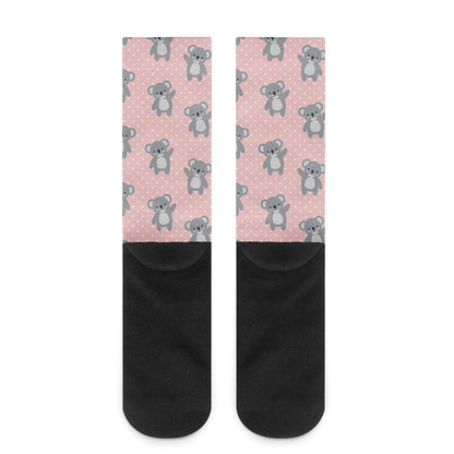 Polka Dot Koala Pattern Print Crew Socks