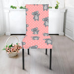 Polka Dot Koala Pattern Print Dining Chair Slipcover