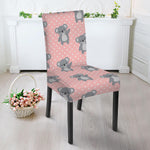 Polka Dot Koala Pattern Print Dining Chair Slipcover