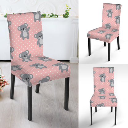 Polka Dot Koala Pattern Print Dining Chair Slipcover