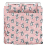 Polka Dot Koala Pattern Print Duvet Cover Bedding Set