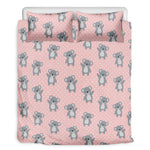 Polka Dot Koala Pattern Print Duvet Cover Bedding Set