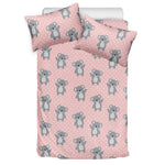 Polka Dot Koala Pattern Print Duvet Cover Bedding Set