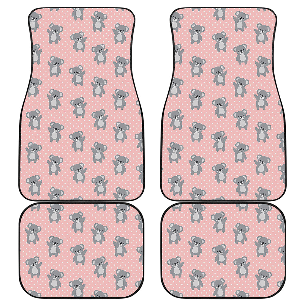 Polka Dot Koala Pattern Print Front and Back Car Floor Mats
