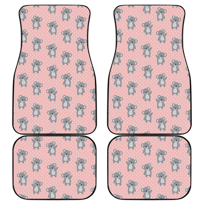 Polka Dot Koala Pattern Print Front and Back Car Floor Mats