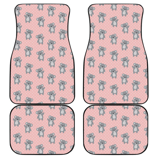 Polka Dot Koala Pattern Print Front and Back Car Floor Mats