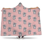 Polka Dot Koala Pattern Print Hooded Blanket