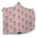 Polka Dot Koala Pattern Print Hooded Blanket