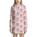 Polka Dot Koala Pattern Print Hoodie Dress