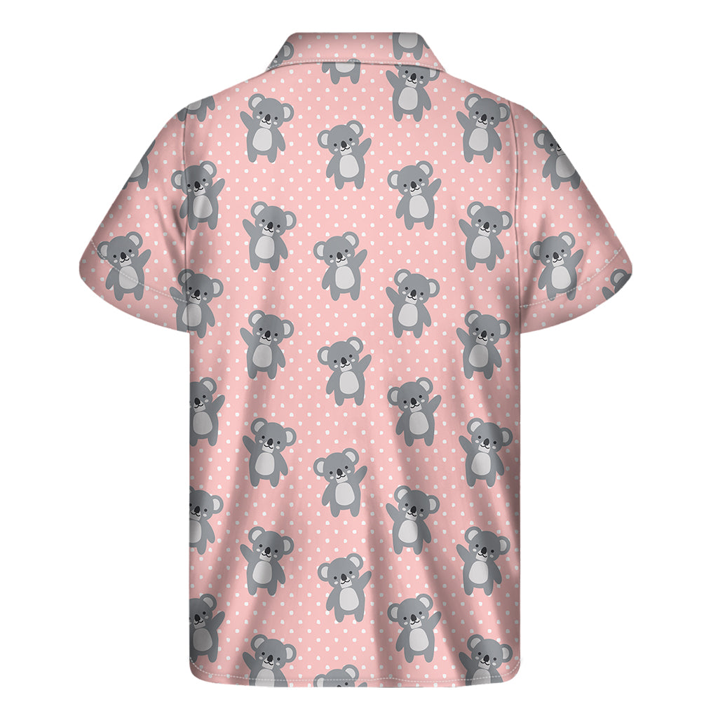 Polka Dot Koala Pattern Print Men's Short Sleeve Shirt