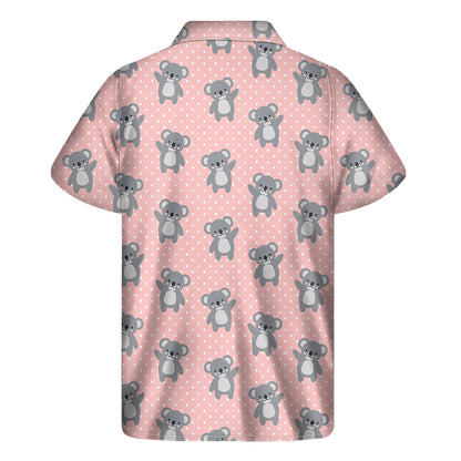 Polka Dot Koala Pattern Print Men's Short Sleeve Shirt