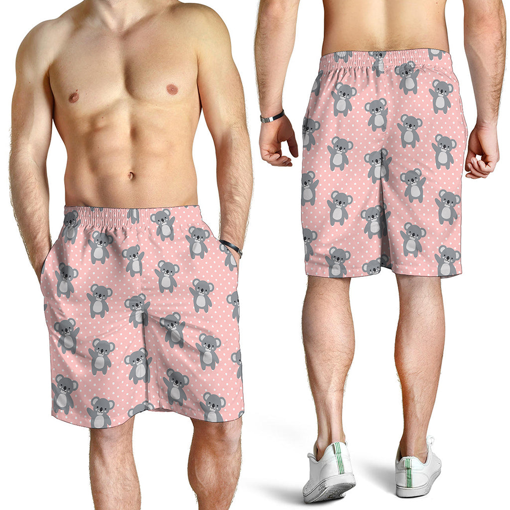 Polka Dot Koala Pattern Print Men's Shorts