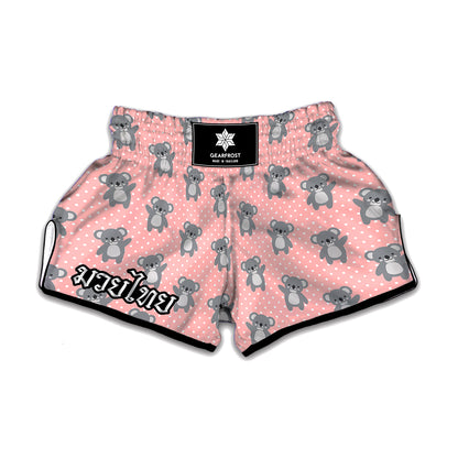 Polka Dot Koala Pattern Print Muay Thai Boxing Shorts