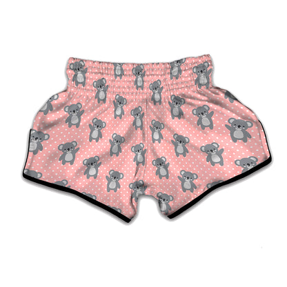 Polka Dot Koala Pattern Print Muay Thai Boxing Shorts