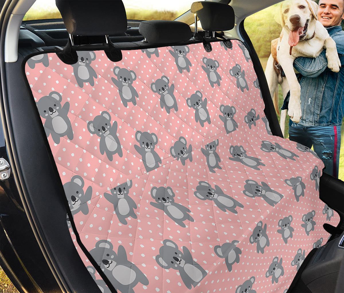 Polka Dot Koala Pattern Print Pet Car Back Seat Cover
