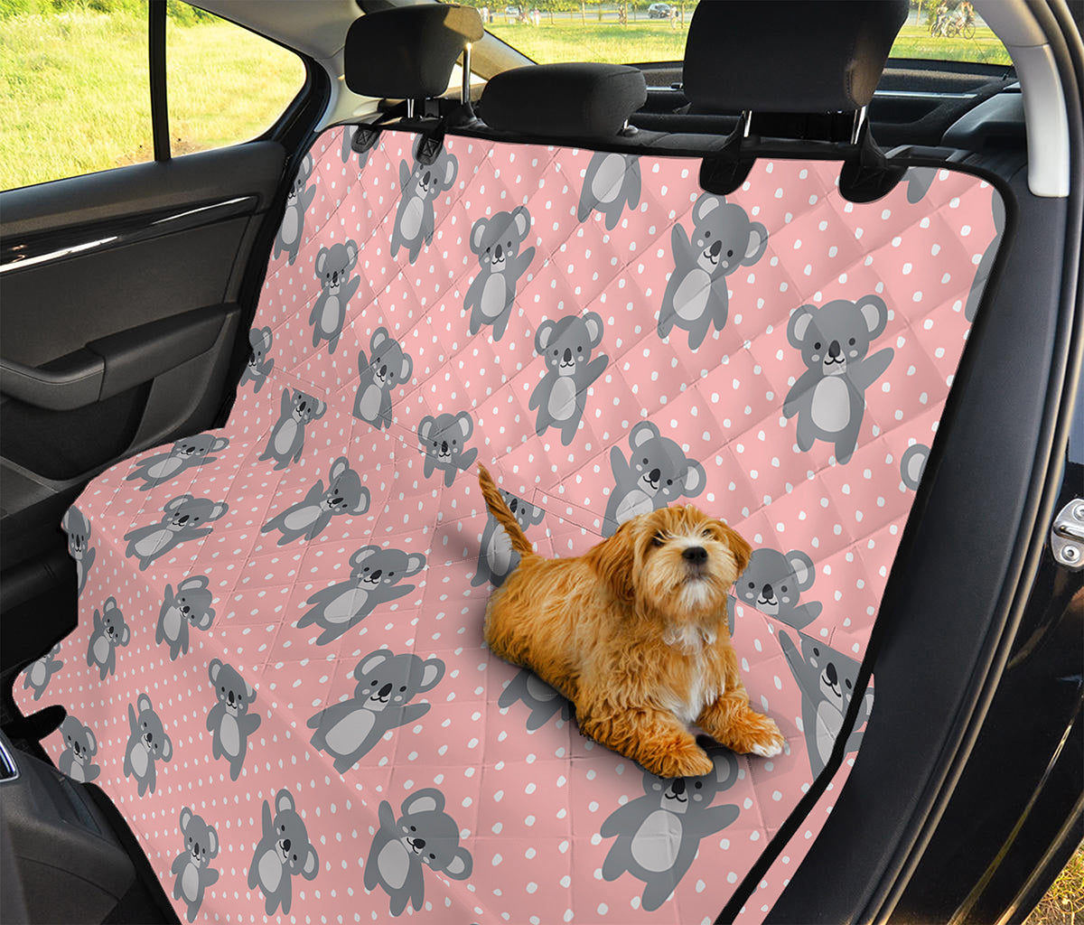 Polka Dot Koala Pattern Print Pet Car Back Seat Cover