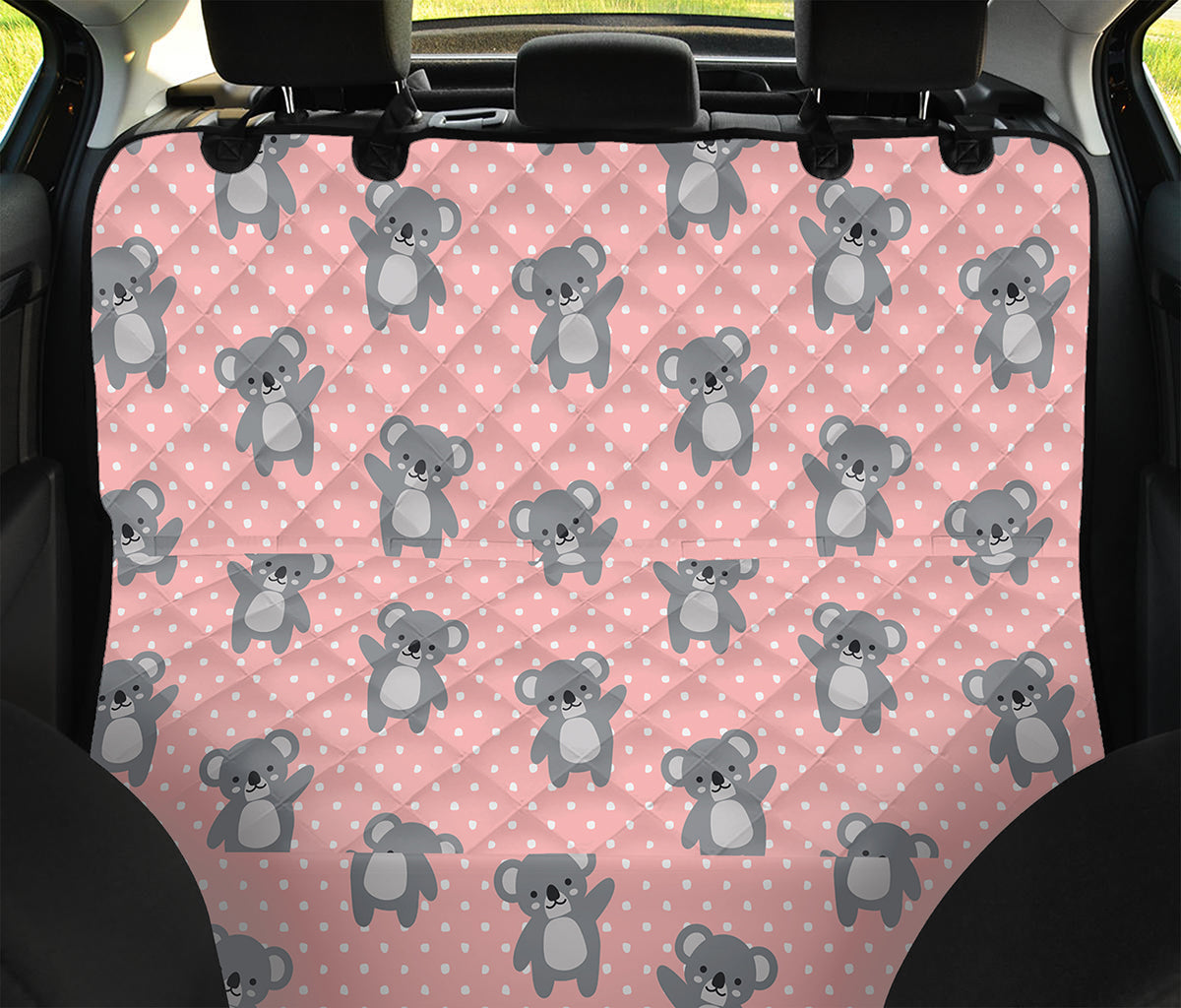 Polka Dot Koala Pattern Print Pet Car Back Seat Cover