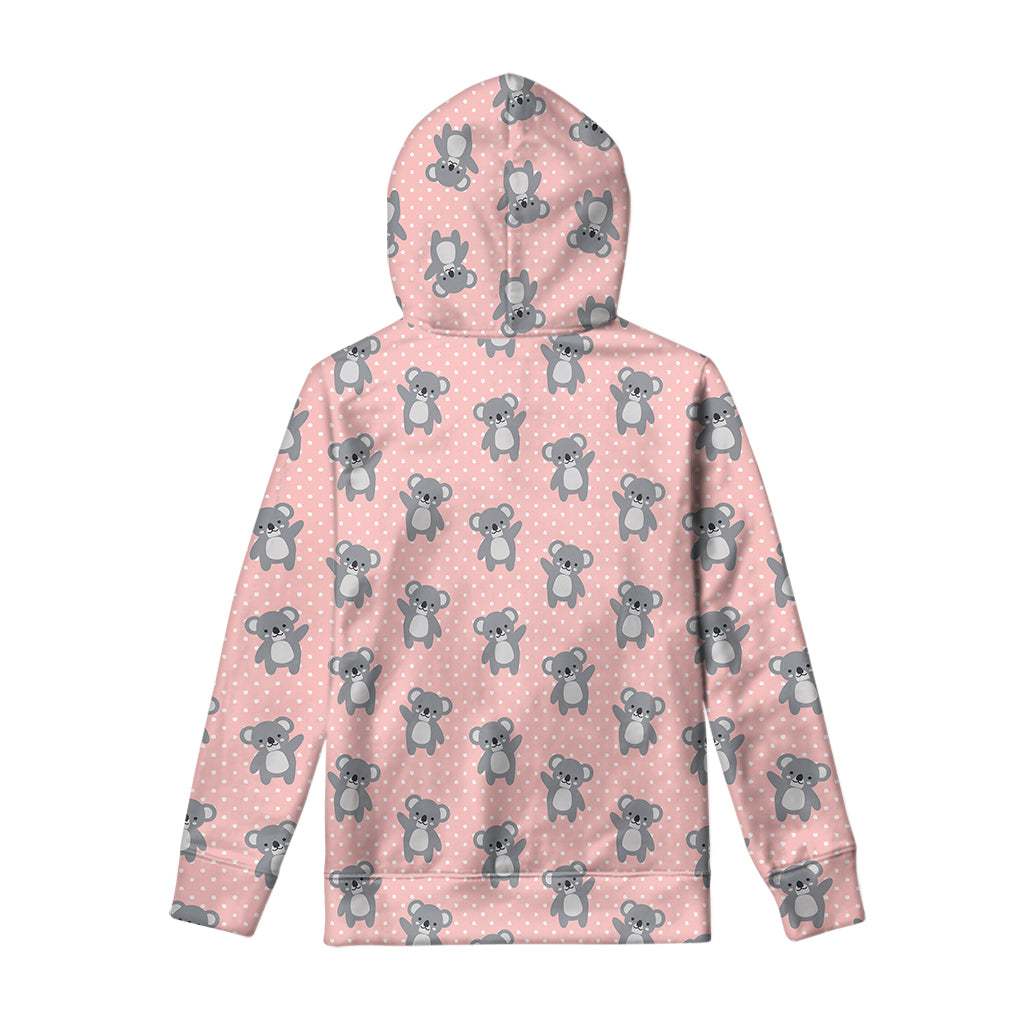Polka Dot Koala Pattern Print Pullover Hoodie