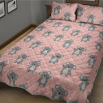 Polka Dot Koala Pattern Print Quilt Bed Set