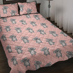 Polka Dot Koala Pattern Print Quilt Bed Set