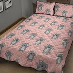 Polka Dot Koala Pattern Print Quilt Bed Set