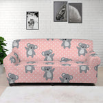 Polka Dot Koala Pattern Print Sofa Cover
