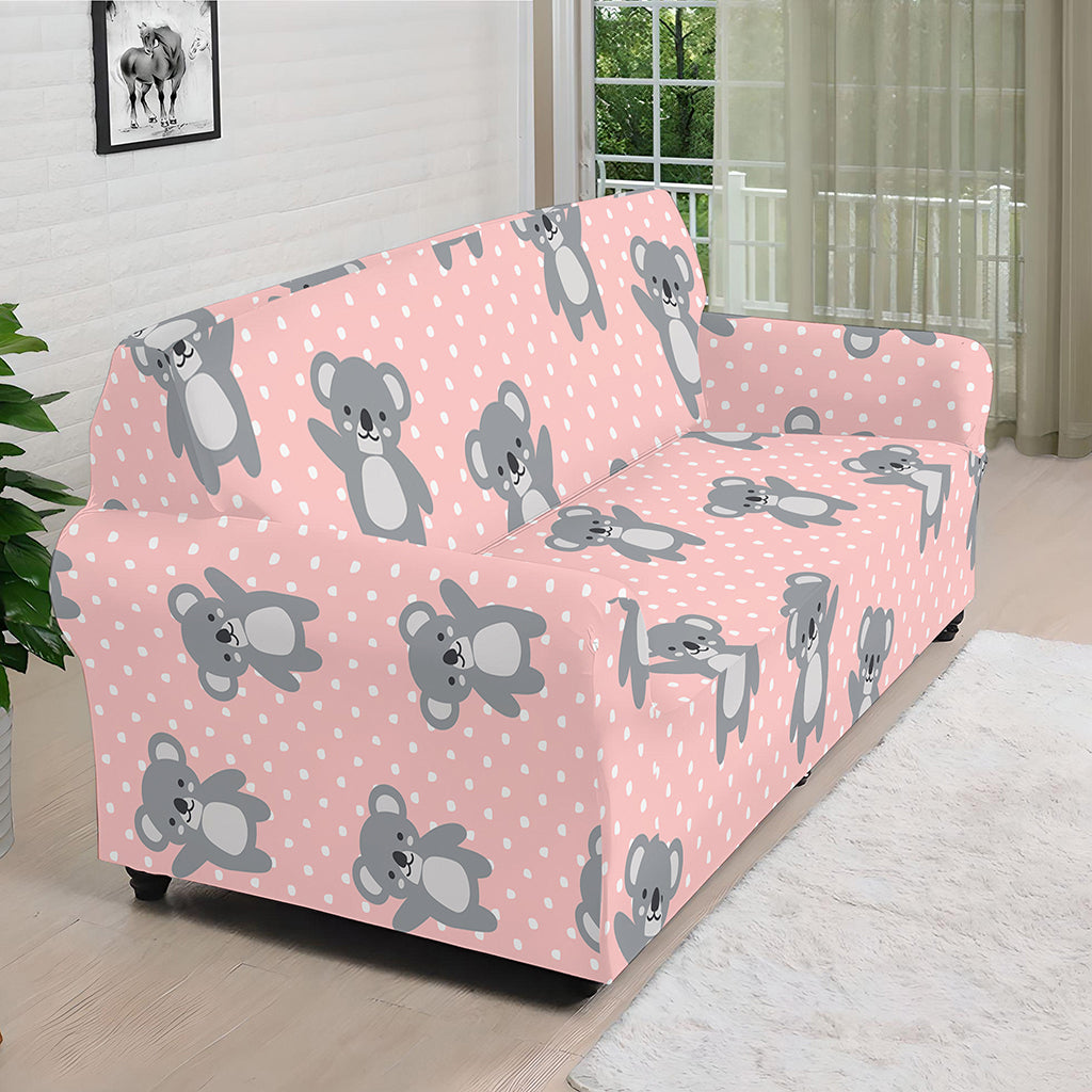 Polka Dot Koala Pattern Print Sofa Cover