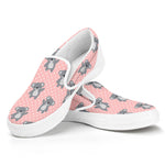 Polka Dot Koala Pattern Print White Slip On Shoes